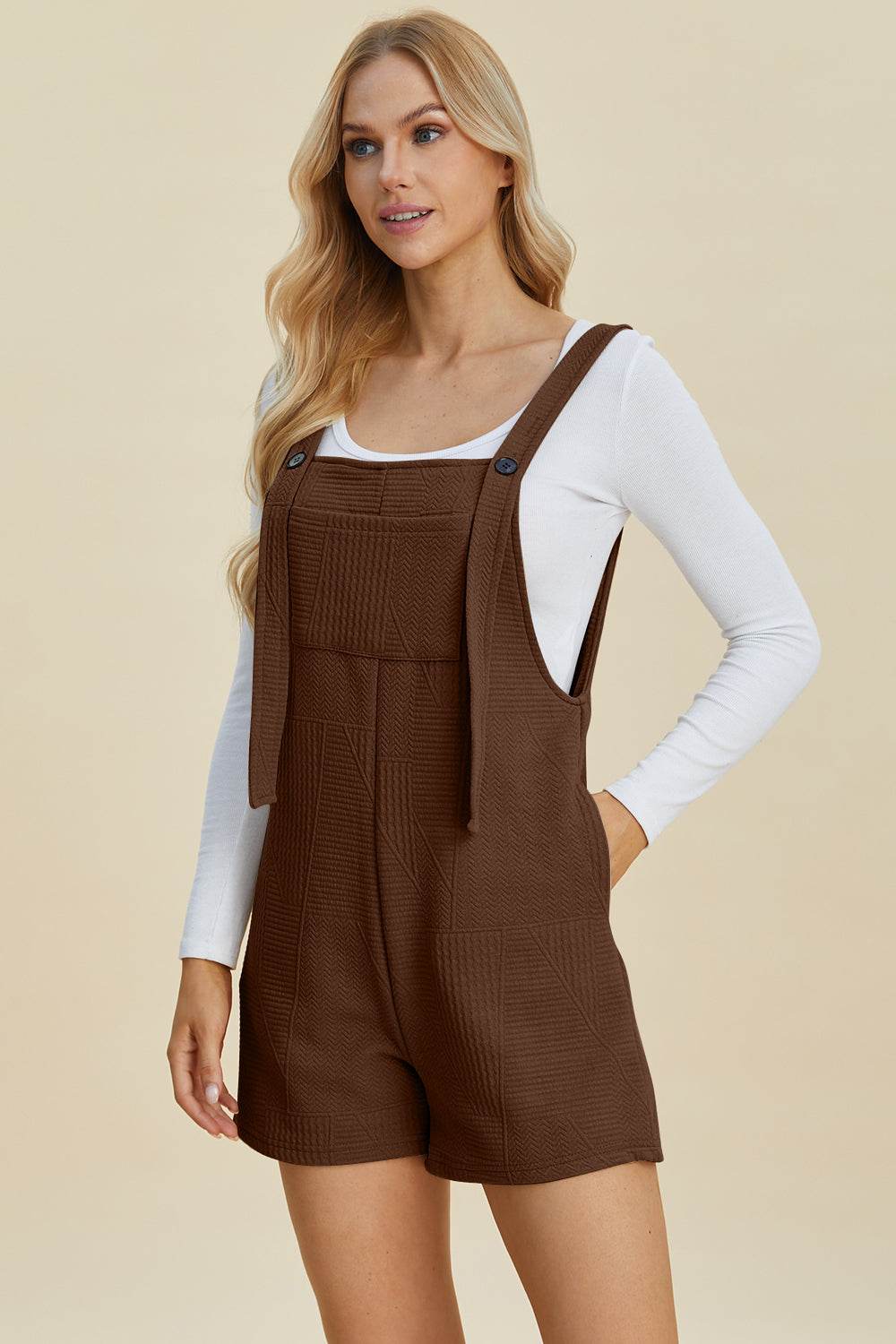 Double Take Full Size Texture Sleeveless Romper for Women