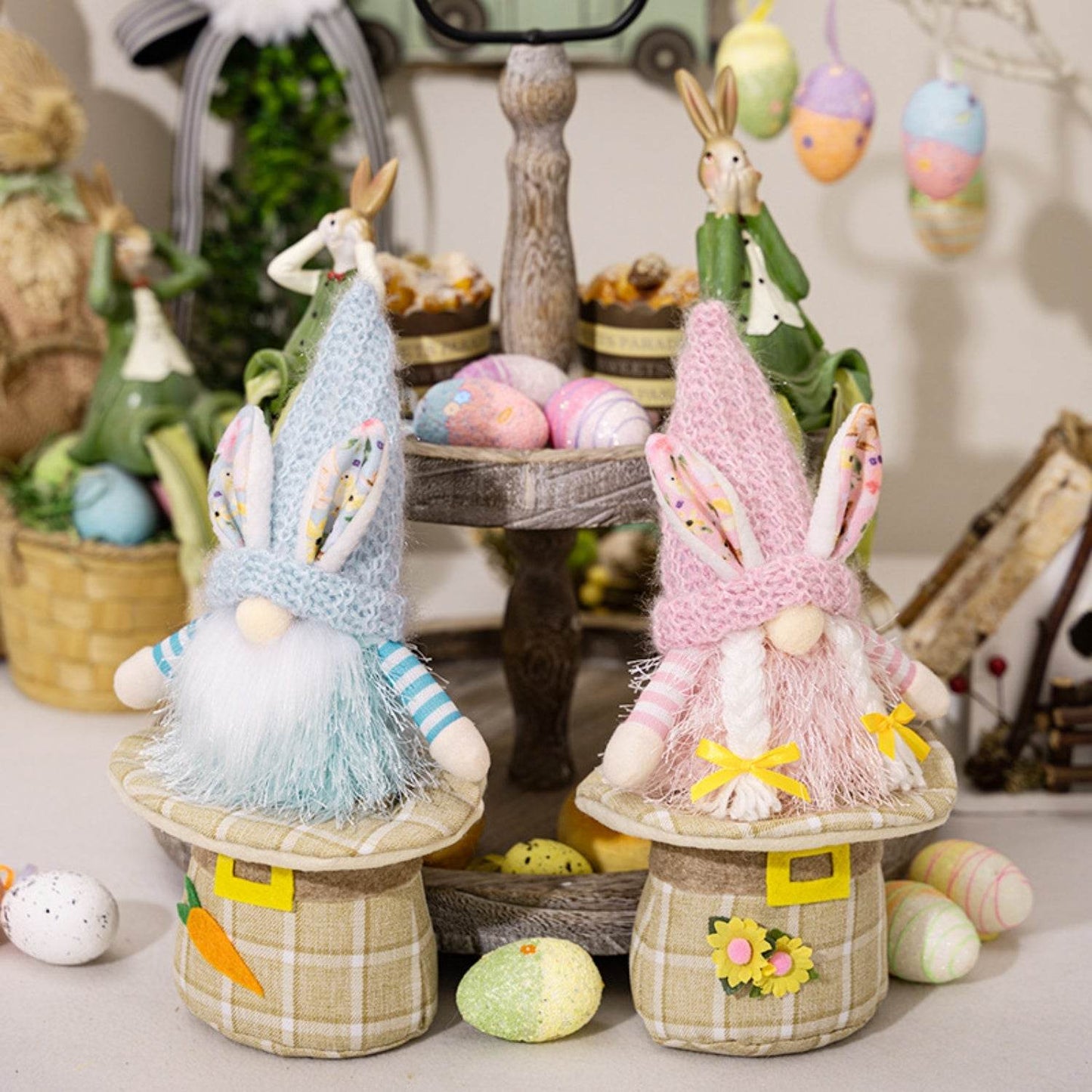 Easter Faceless Doll with Rabbit Ears for Spring Decor