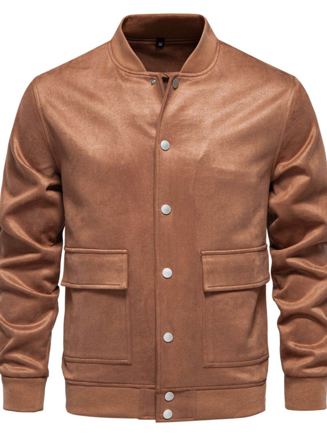Men's Baseball Collar Snap Down Jacket for Casual Wear