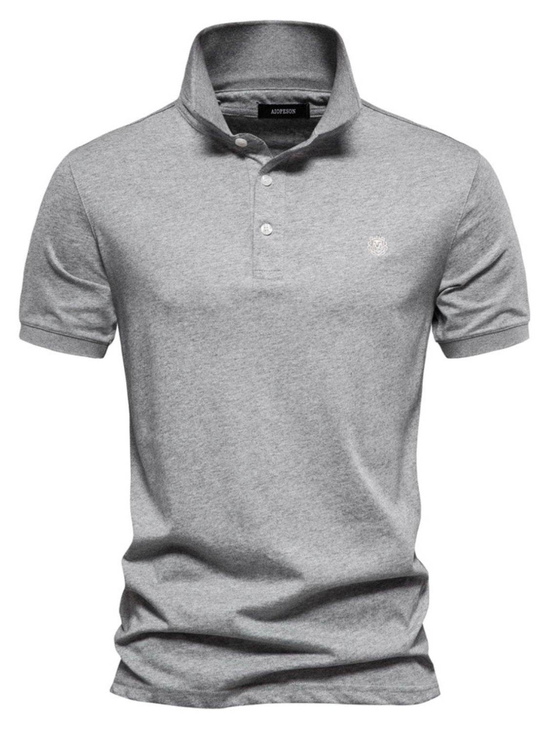 Men's Embroidered Collared Short Sleeve Polo Shirt 100% Cotton