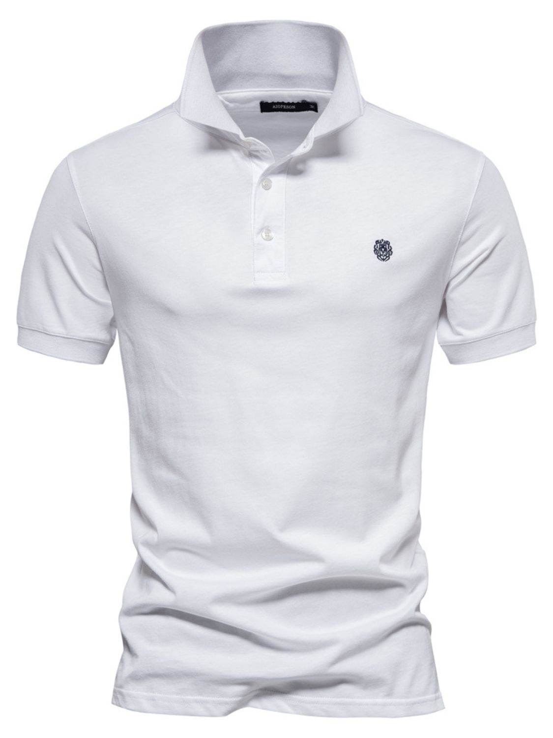 Men's Embroidered Collared Short Sleeve Polo Shirt 100% Cotton