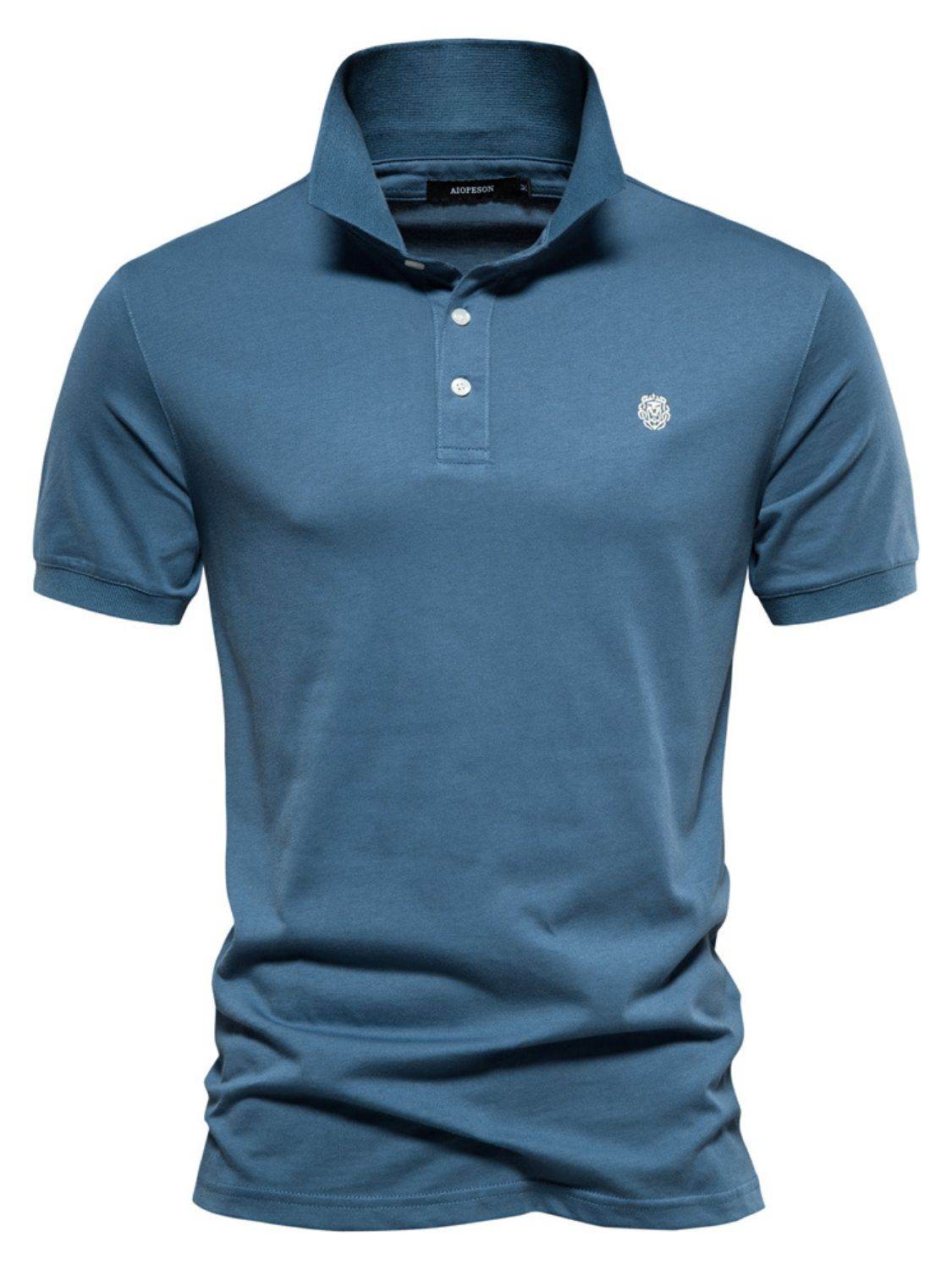 Men's Embroidered Collared Short Sleeve Polo Shirt 100% Cotton