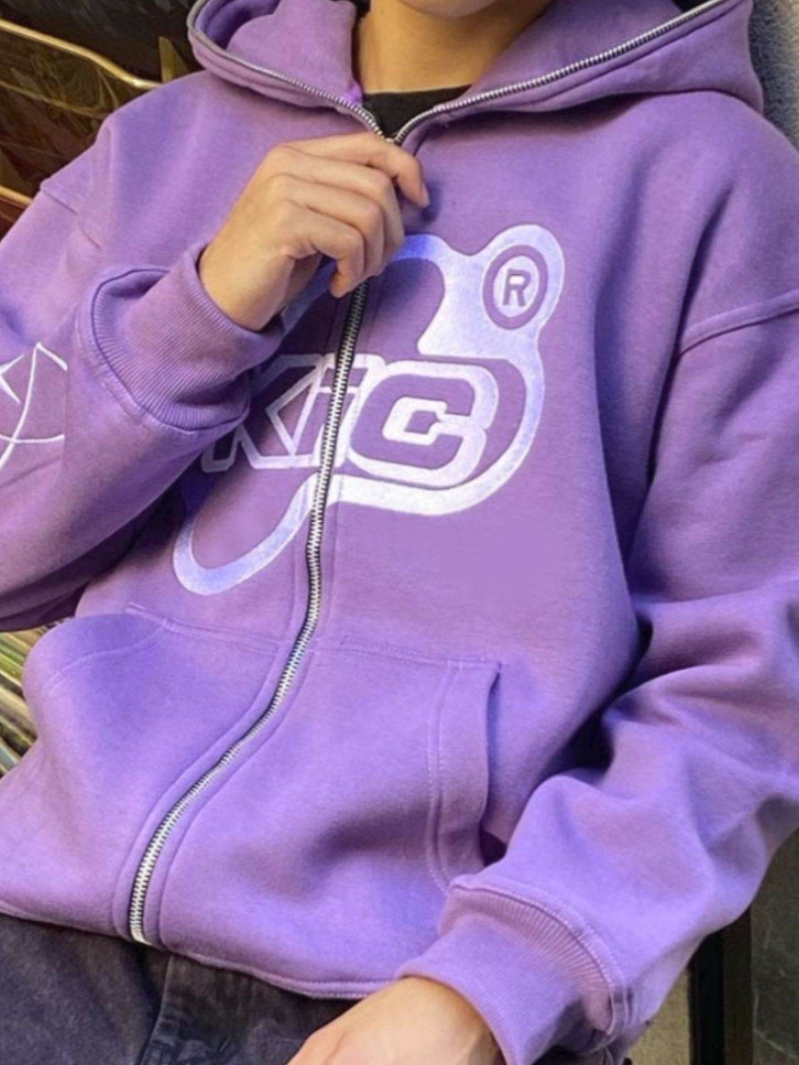 Men's Letter Graphic Zip Up Long Sleeve Hoodie