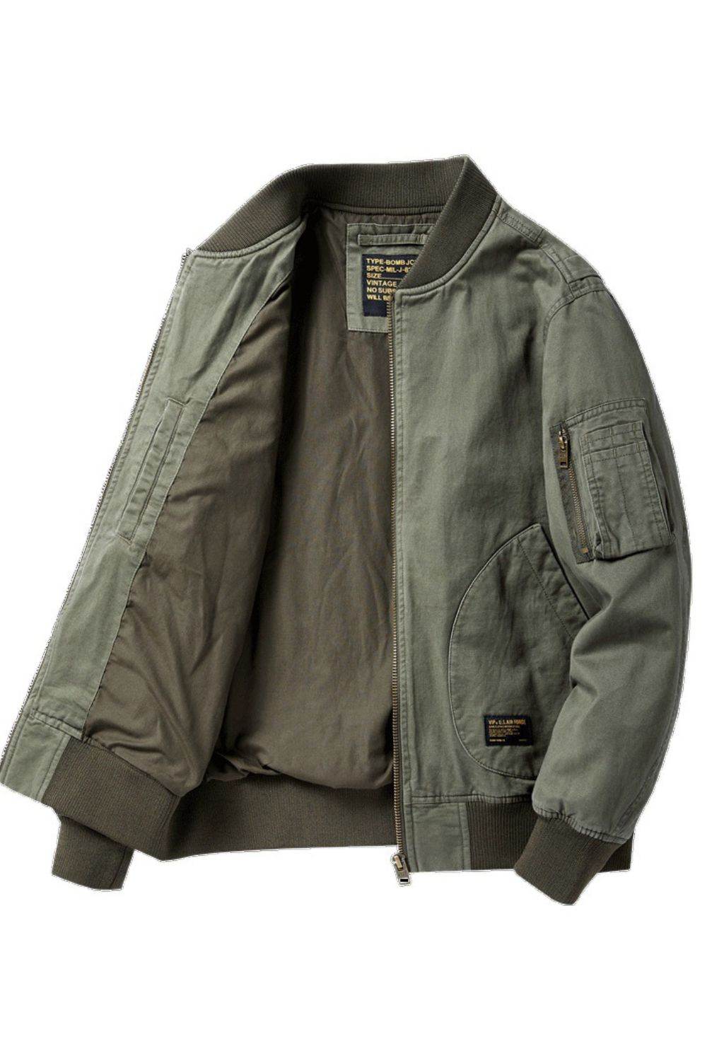 Men's Plus Size Zip Up Baseball Collar Bomber Jacket - Cool Style