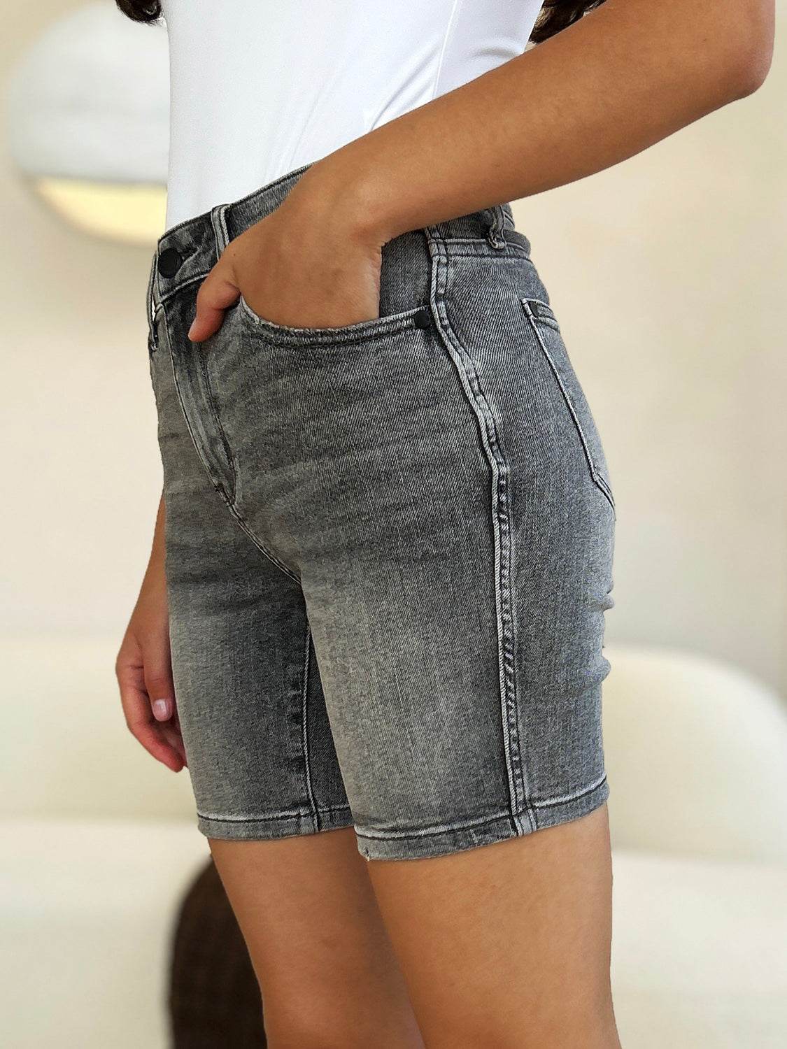 Judy Blue Full Size High Waist Washed Denim Shorts - Mayzelyn Shop