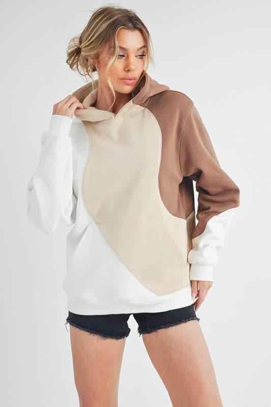 Aemi + Co Color Block Hoodie with Kangaroo Pocket - Mayzelyn Shop