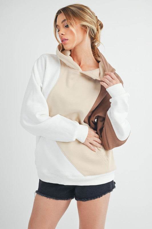 Aemi + Co Color Block Hoodie with Kangaroo Pocket - Mayzelyn Shop