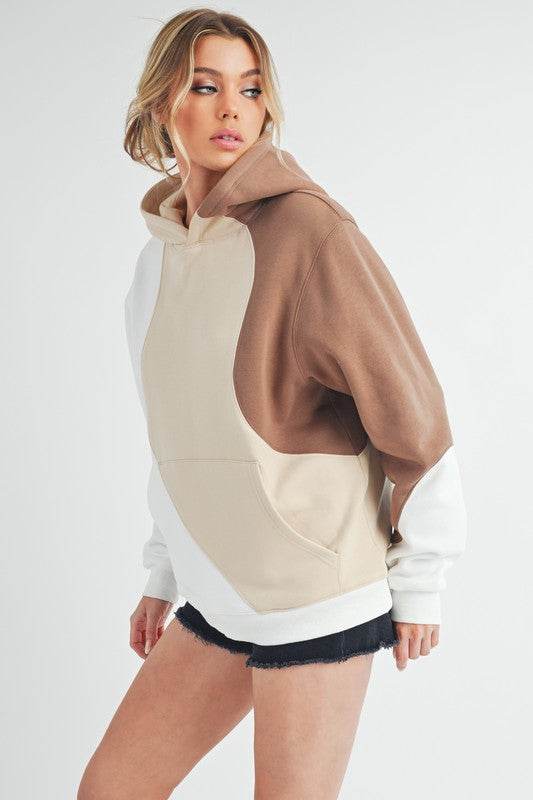 Aemi + Co Color Block Hoodie with Kangaroo Pocket - Mayzelyn Shop