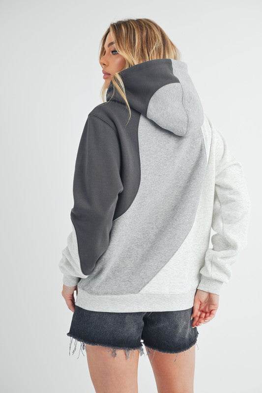 Aemi + Co Color Block Hoodie with Kangaroo Pocket - Mayzelyn Shop