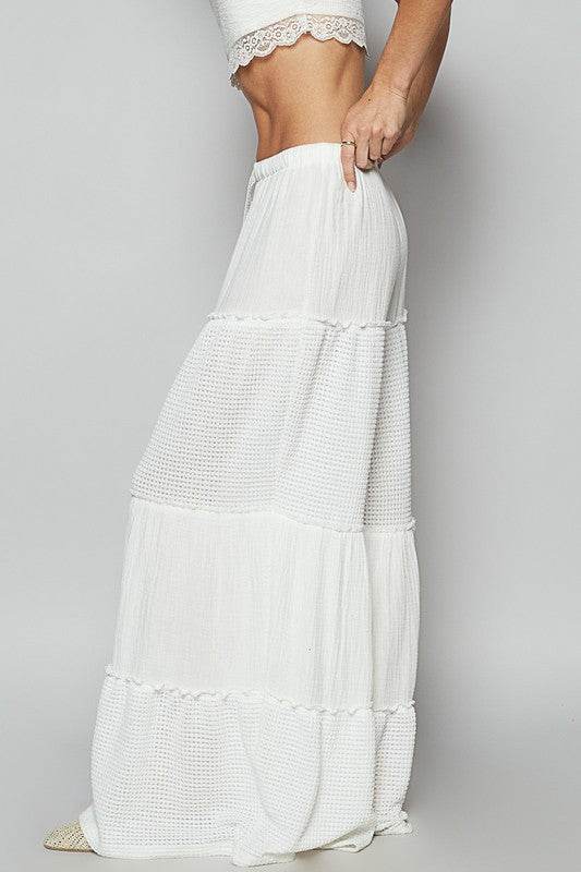 POL Waffle-Knit Drawstring Wide Leg Pants - Mayzelyn Shop