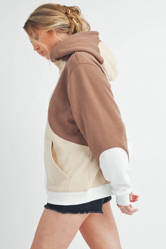 Aemi + Co Color Block Hoodie with Kangaroo Pocket - Mayzelyn Shop