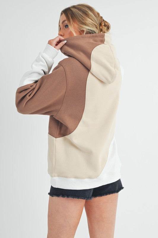 Aemi + Co Color Block Hoodie with Kangaroo Pocket - Mayzelyn Shop