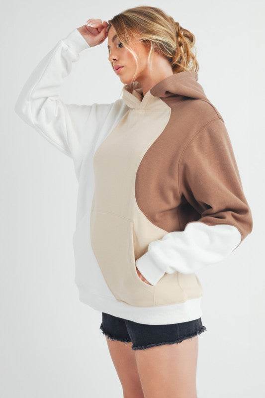 Aemi + Co Color Block Hoodie with Kangaroo Pocket - Mayzelyn Shop