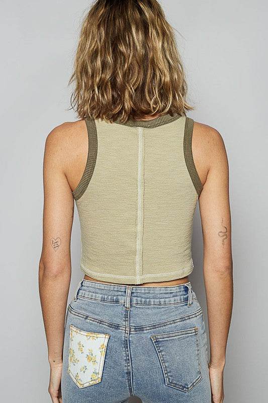 POL Studded Round Neck Cropped Tank - Mayzelyn Shop