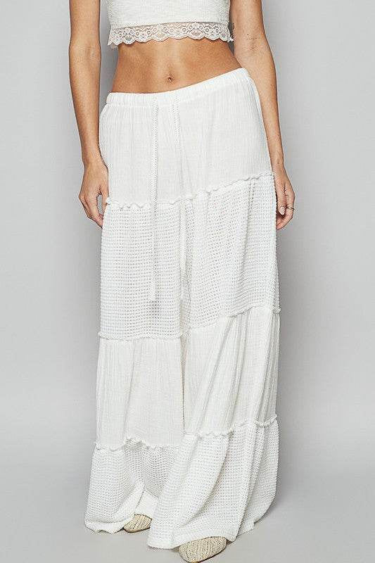 POL Waffle-Knit Drawstring Wide Leg Pants - Mayzelyn Shop