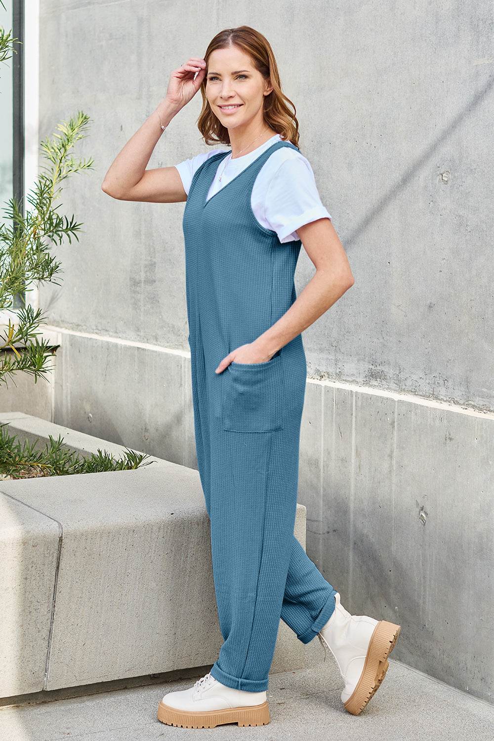 Double Take Full Size Sleeveless Straight Jumpsuit - Mayzelyn Shop