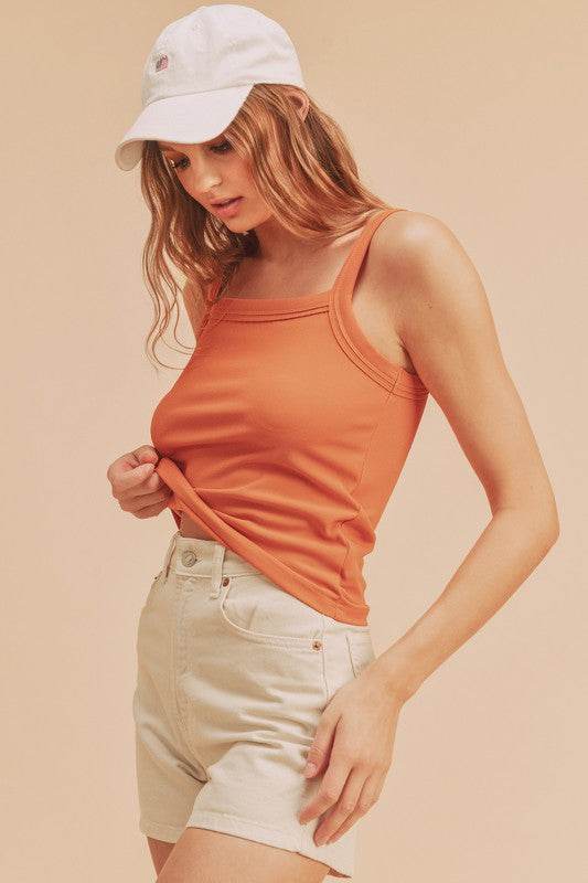 Aemi + Co Square Neck Wide Strap Tank - Mayzelyn Shop