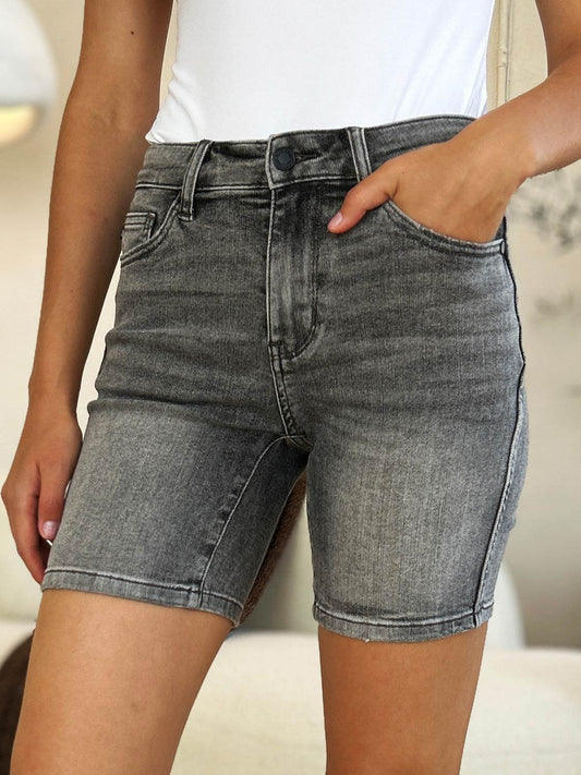 Judy Blue Full Size High Waist Washed Denim Shorts - Mayzelyn Shop