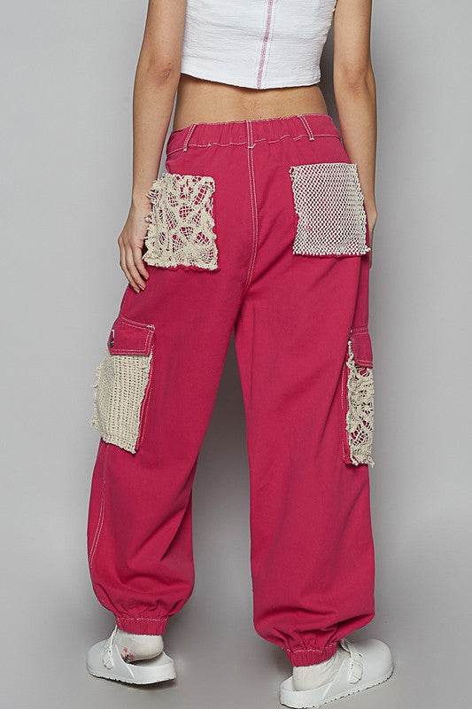 POL Crochet Overlay Pockets Drawstring Pants - Mayzelyn Shop