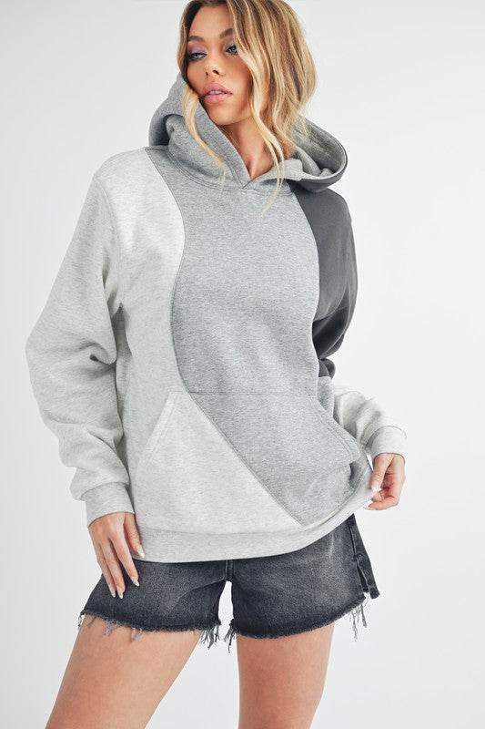 Aemi + Co Color Block Hoodie with Kangaroo Pocket - Mayzelyn Shop