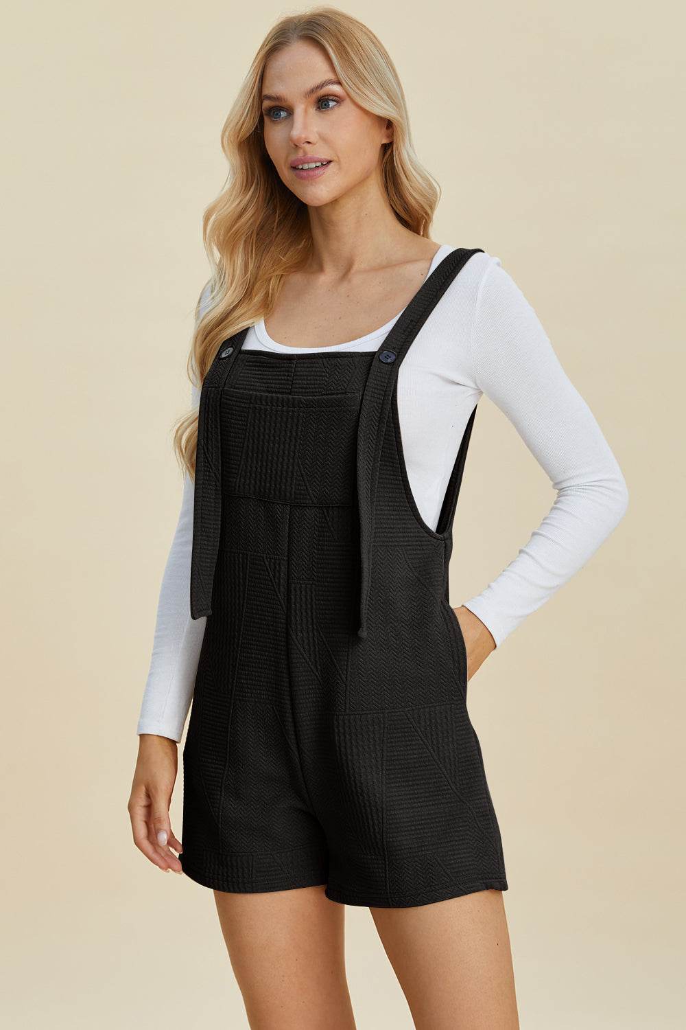 Double Take Full Size Texture Sleeveless Romper for Women