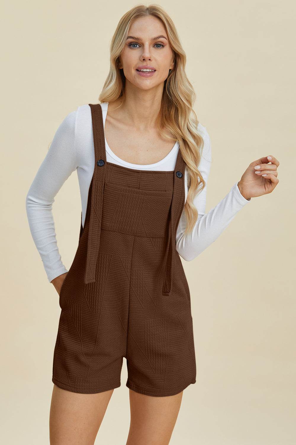 Double Take Full Size Texture Sleeveless Romper for Women