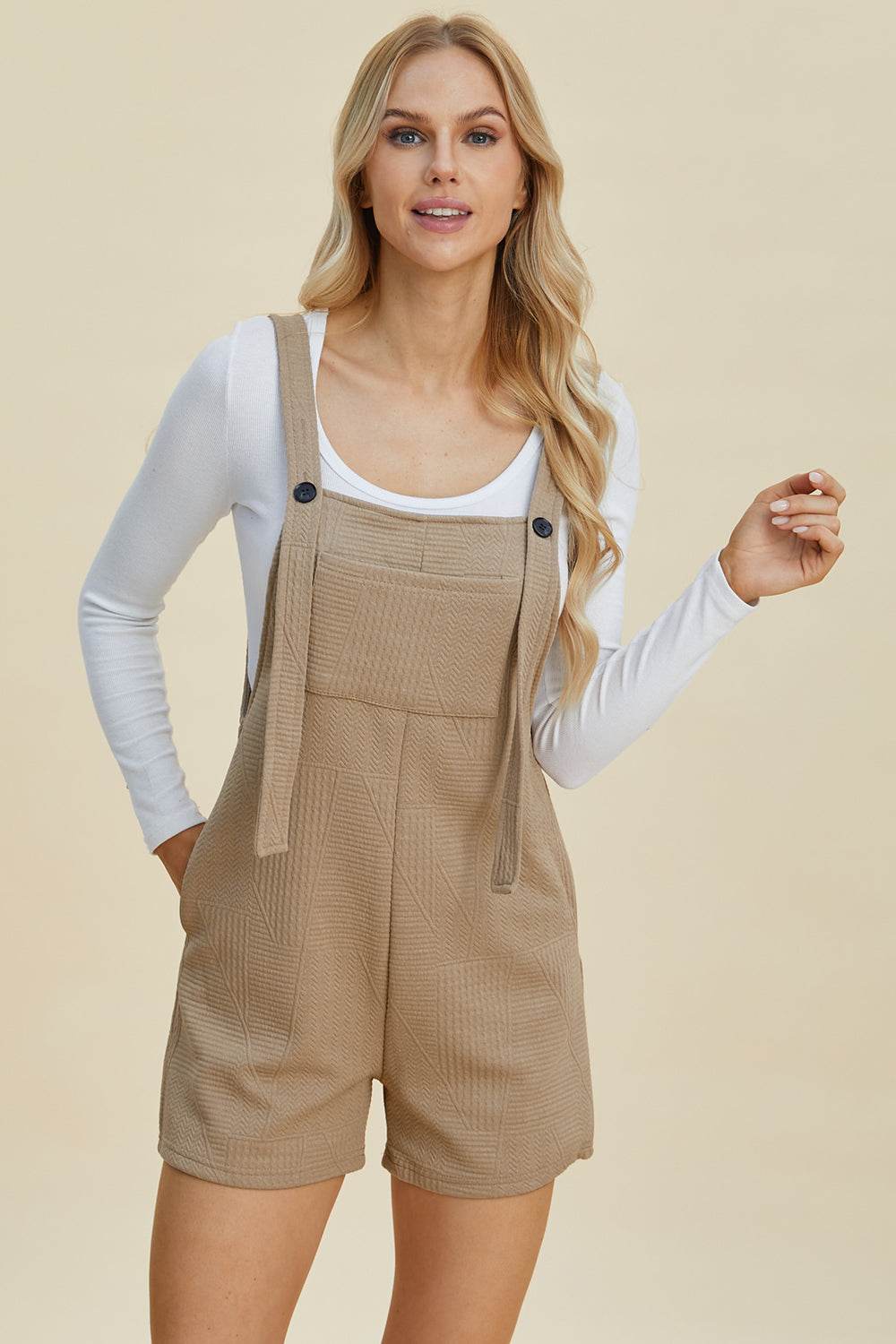Double Take Full Size Texture Sleeveless Romper for Women