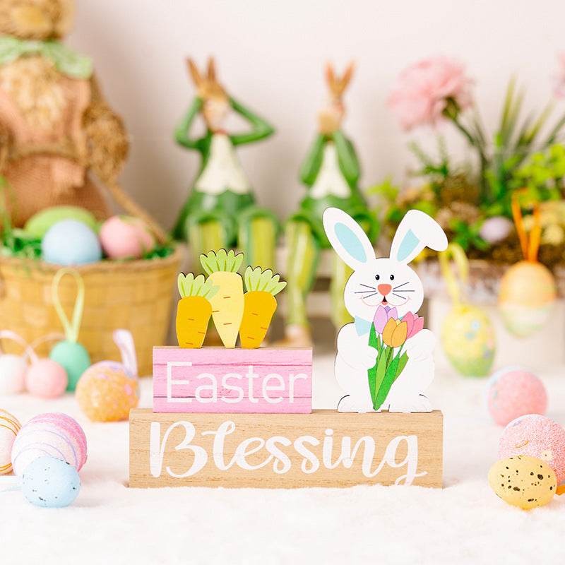 Easter Element Wooden Ornament for Festive Home Decor
