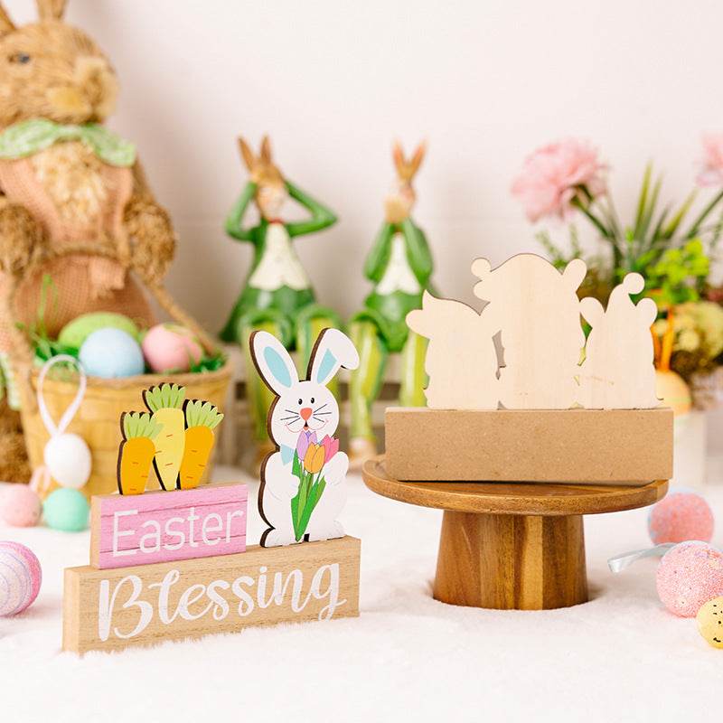 Easter Element Wooden Ornament for Festive Home Decor