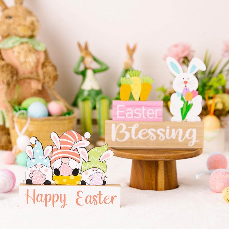 Easter Element Wooden Ornament for Festive Home Decor