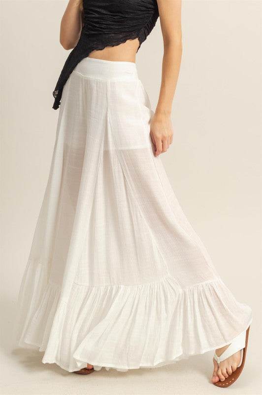HYFVE High-Waist Ruffle Flared Wide Leg Pants for Women