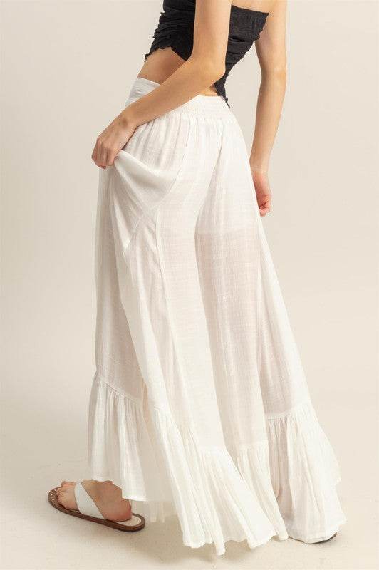HYFVE High-Waist Ruffle Flared Wide Leg Pants for Women