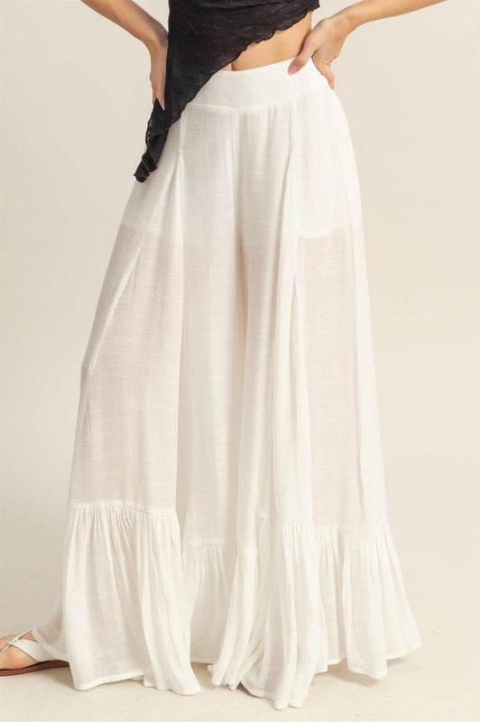 HYFVE High-Waist Ruffle Flared Wide Leg Pants for Women