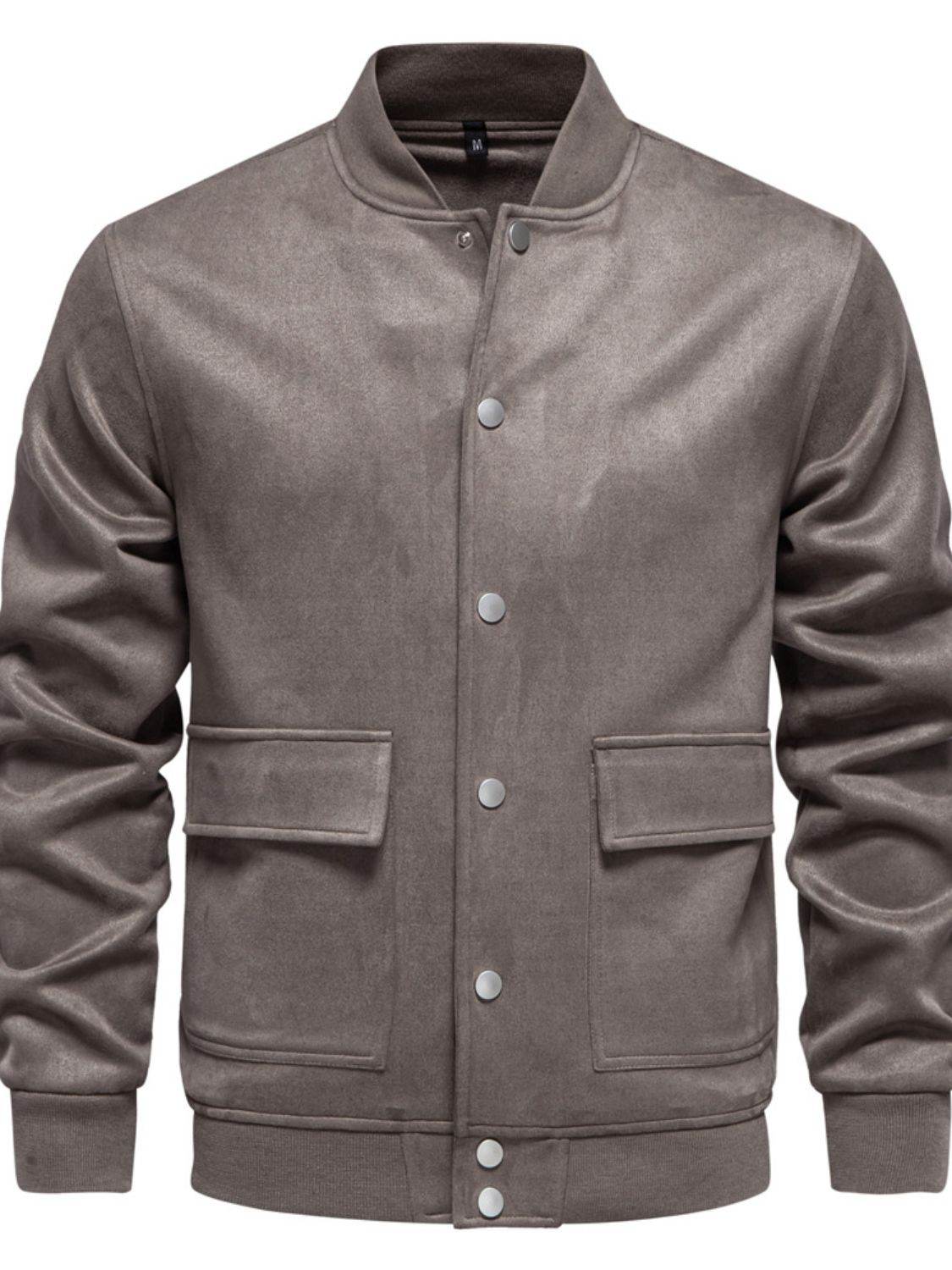 Men's Baseball Collar Snap Down Jacket for Casual Wear