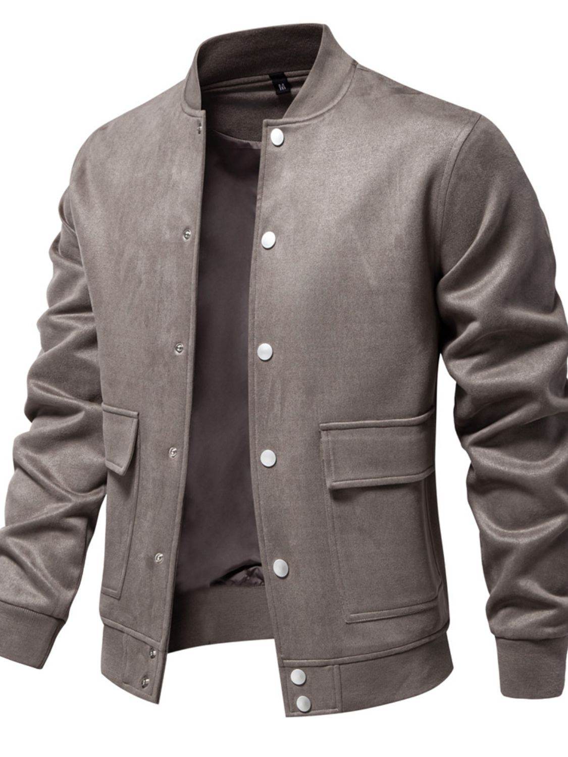 Men's Baseball Collar Snap Down Jacket for Casual Wear