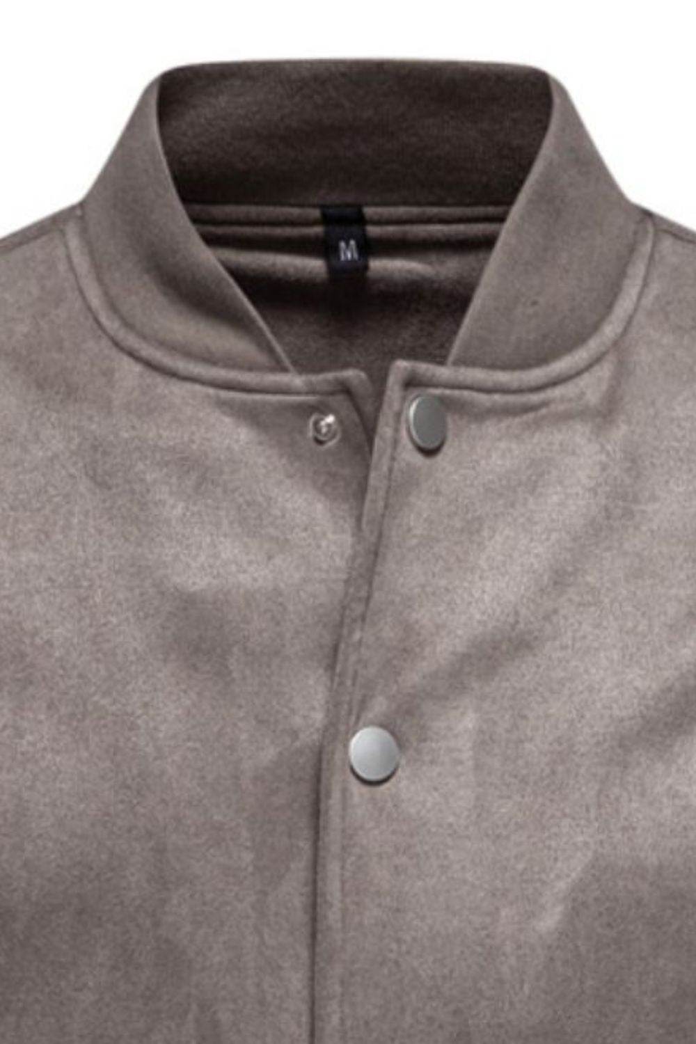 Men's Baseball Collar Snap Down Jacket for Casual Wear