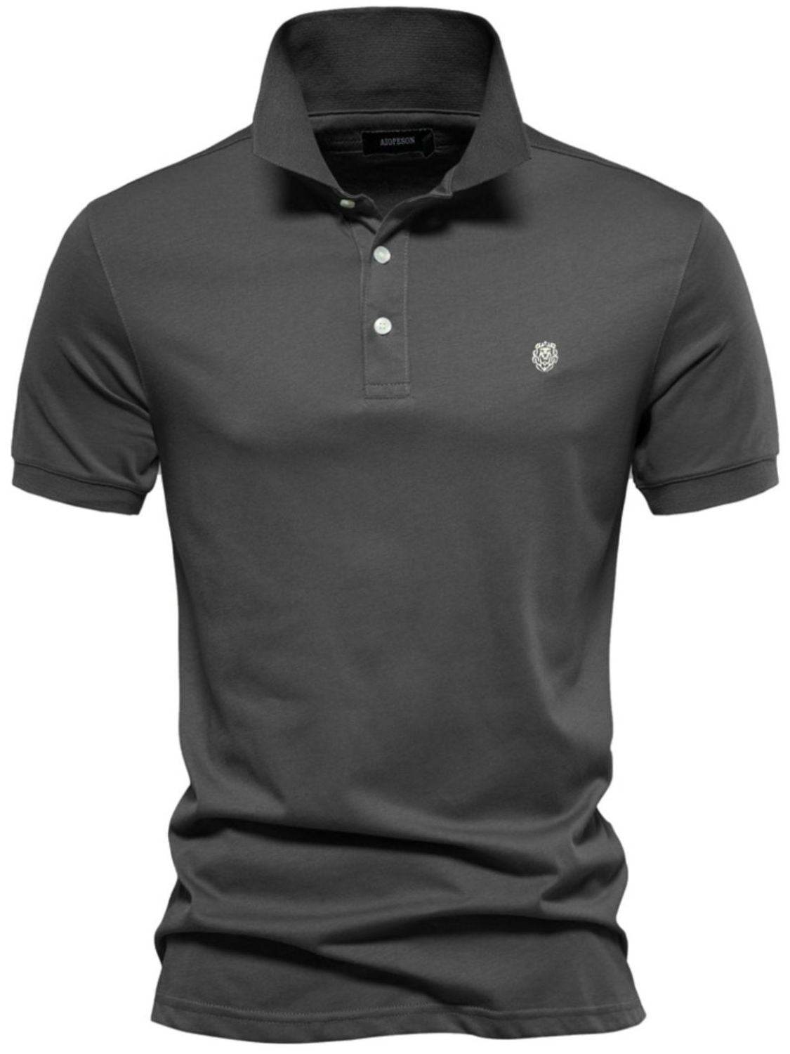 Men's Embroidered Collared Short Sleeve Polo Shirt 100% Cotton