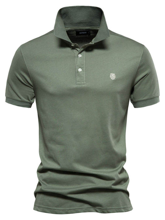 Men's Embroidered Collared Short Sleeve Polo Shirt 100% Cotton