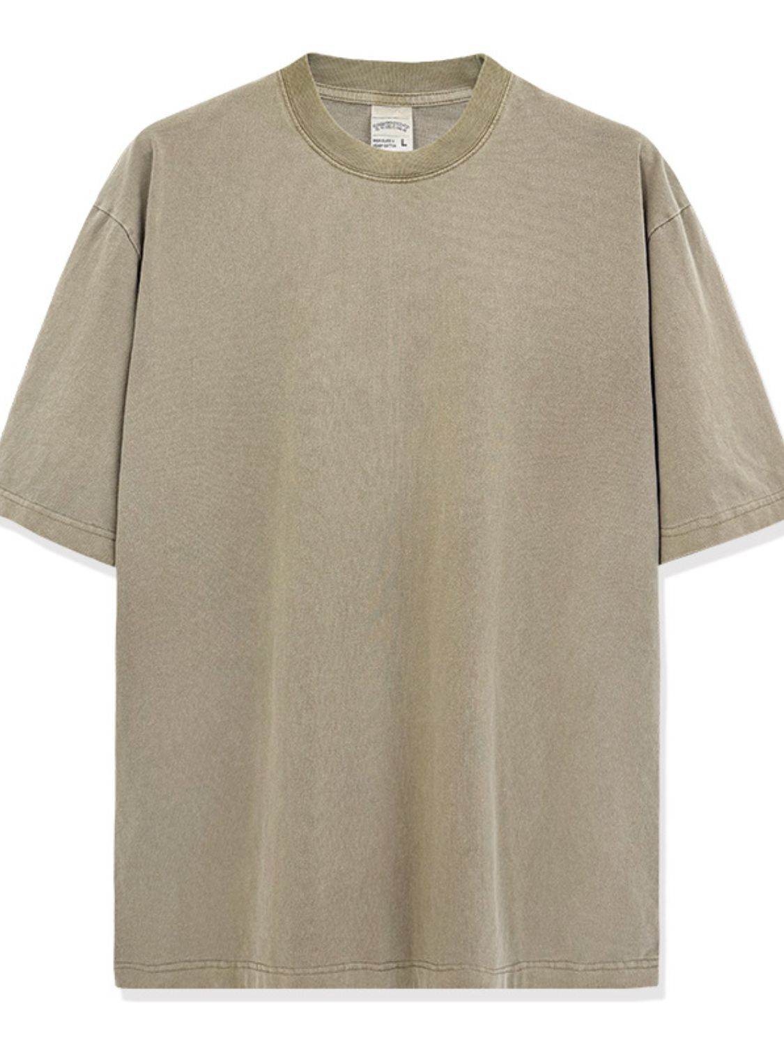 Men's Full Size Round Neck Washed T-Shirt Plus Size