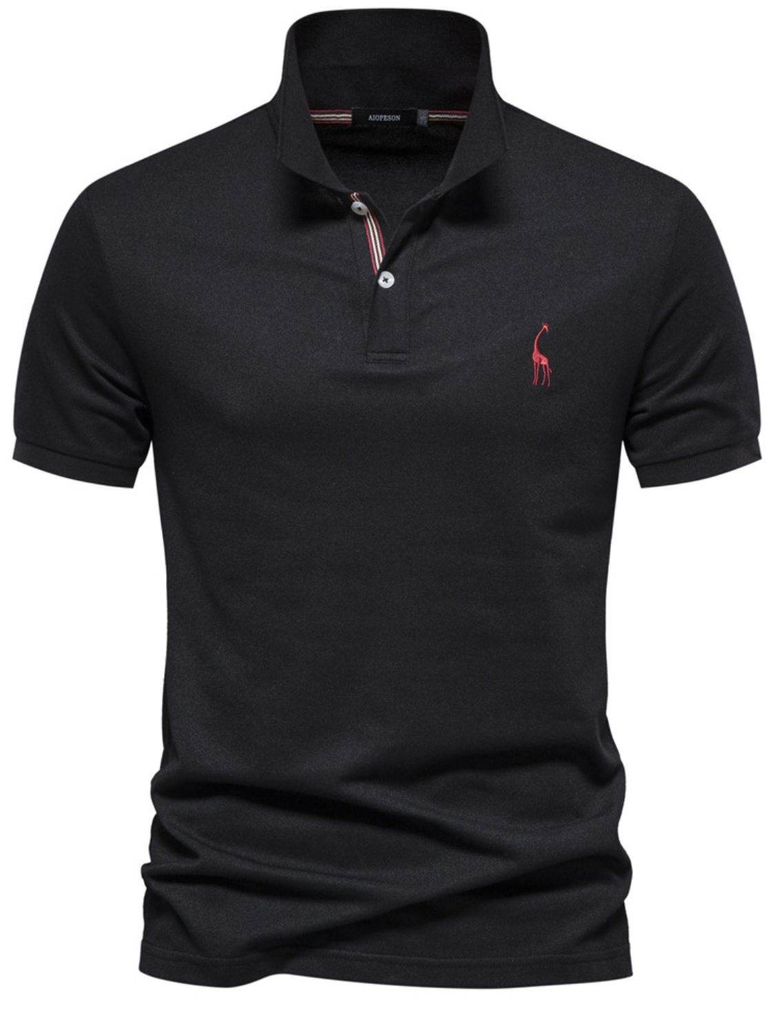 Men's Giraffe Embroidered Short Sleeve Polo Shirt Casual