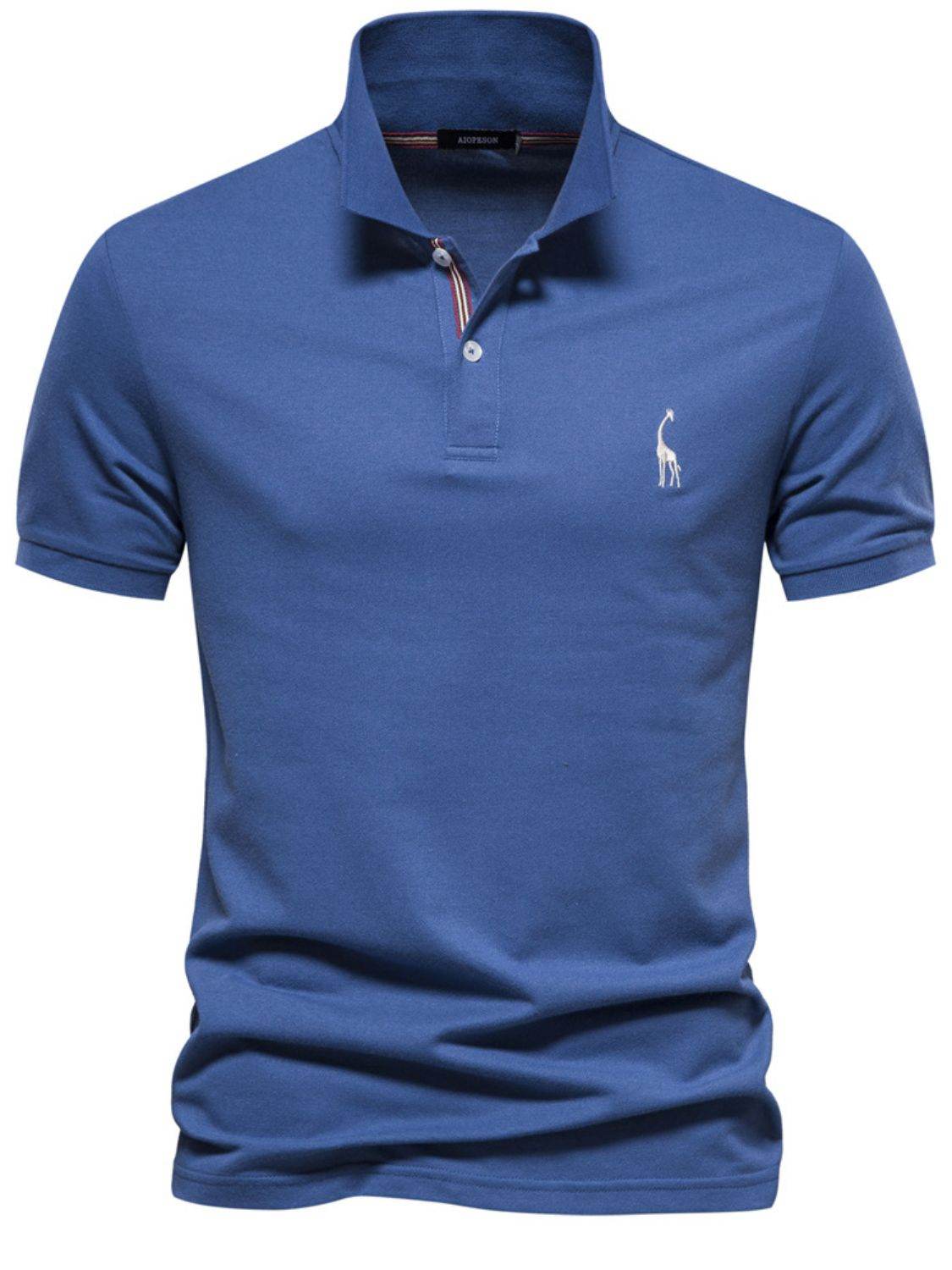 Men's Giraffe Embroidered Short Sleeve Polo Shirt Casual