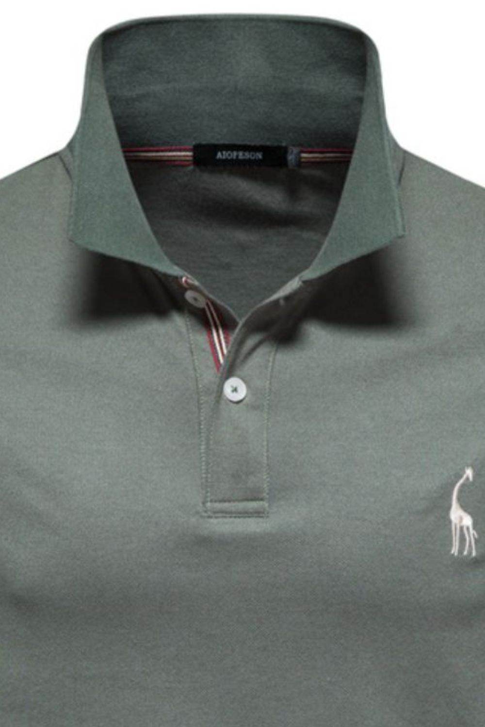 Men's Giraffe Embroidered Short Sleeve Polo Shirt Casual