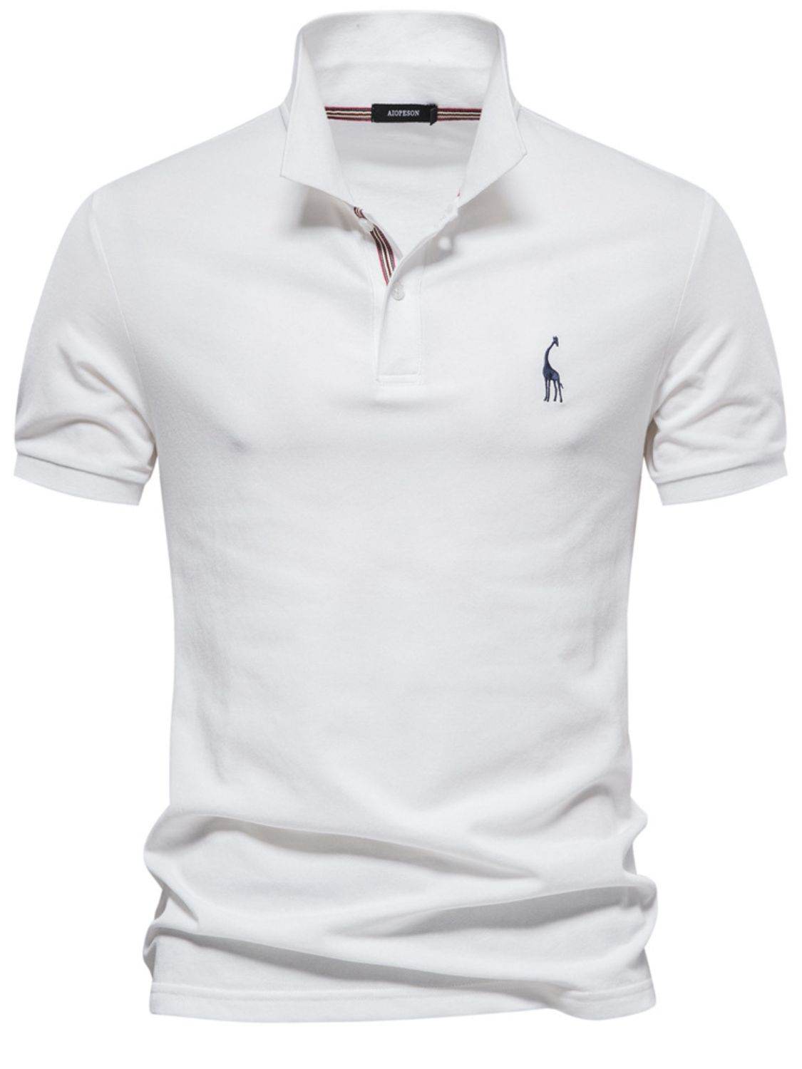 Men's Giraffe Embroidered Short Sleeve Polo Shirt Casual