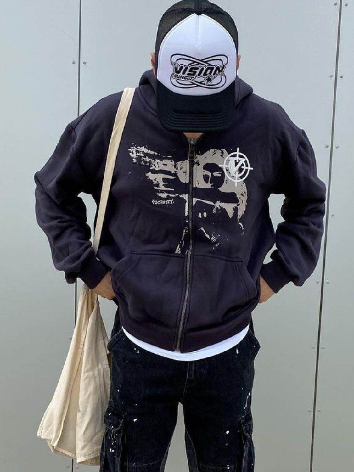 Men's Graphic Zip Up Long Sleeve Hoodie