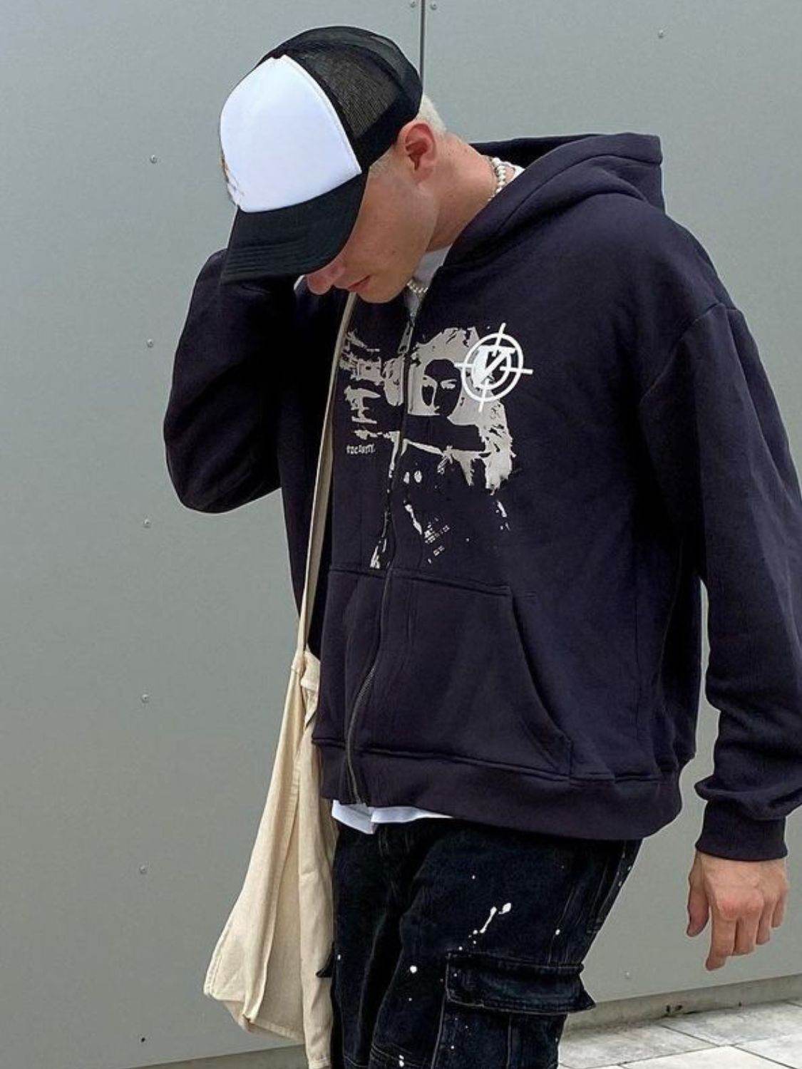 Men's Graphic Zip Up Long Sleeve Hoodie