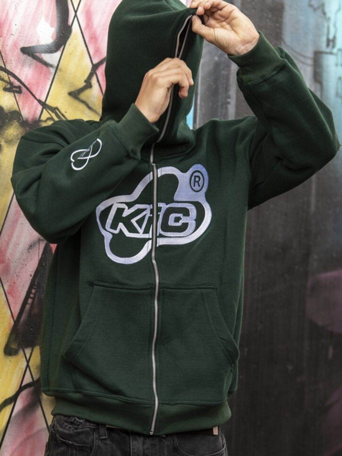 Men's Letter Graphic Zip Up Long Sleeve Hoodie