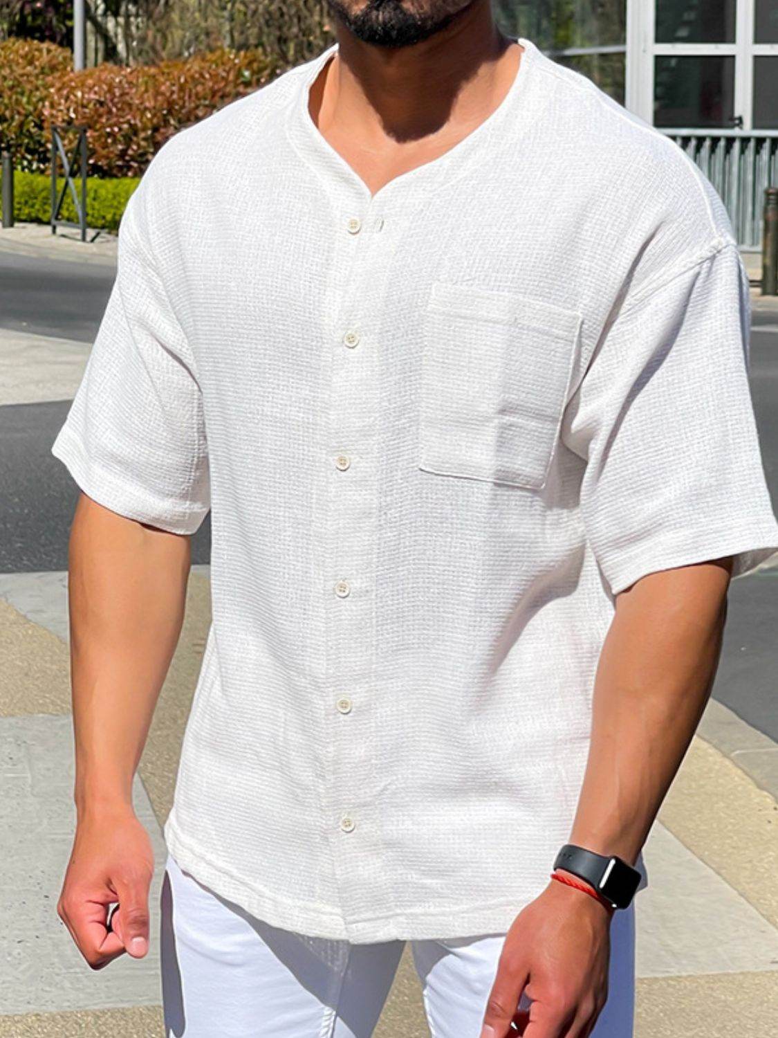 Men's Plus Size Chest Pocket Button Down Shirt for Comfort