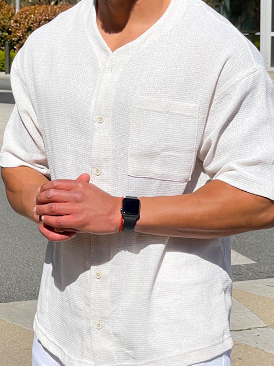 Men's Plus Size Chest Pocket Button Down Shirt for Comfort