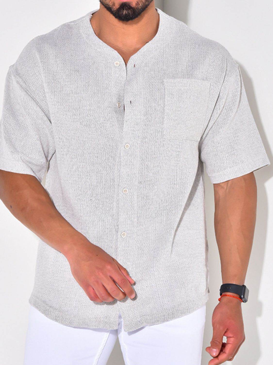 Men's Plus Size Chest Pocket Button Down Shirt for Comfort