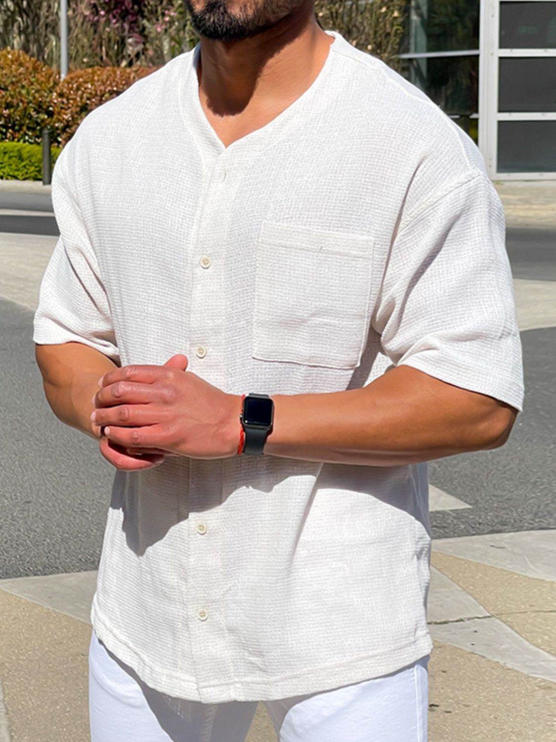 Men's Plus Size Chest Pocket Button Down Shirt for Comfort
